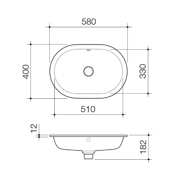 Caroma Liano II 580mm Pill Under/Over Counter Basin - Matte White (with Overflow)