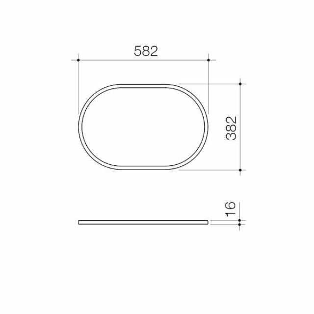 Technical Drawing Caroma Liano II 600mm Pill Dress Ring - PVD Brushed Bronze 687034BBZ - The Blue Space
