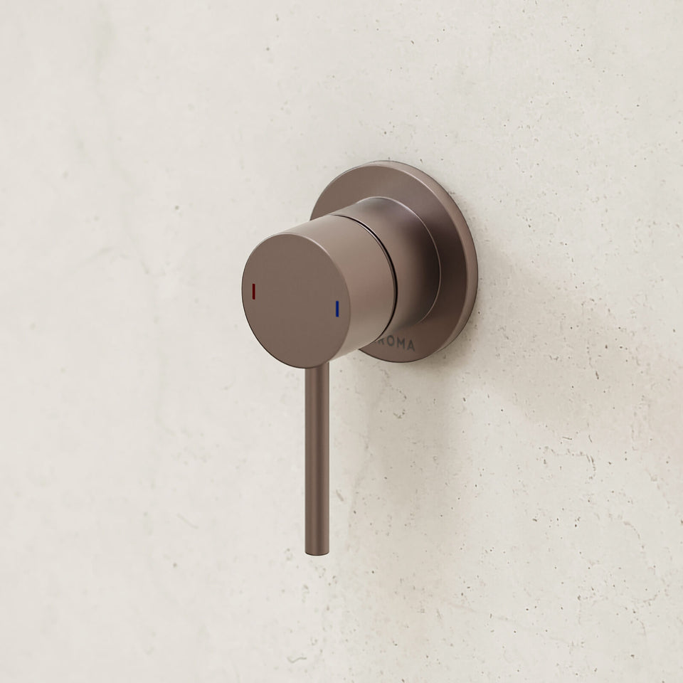 Caroma Liano II Bath/Shower Mixer - Round Cover Plate - Brushed Bronze