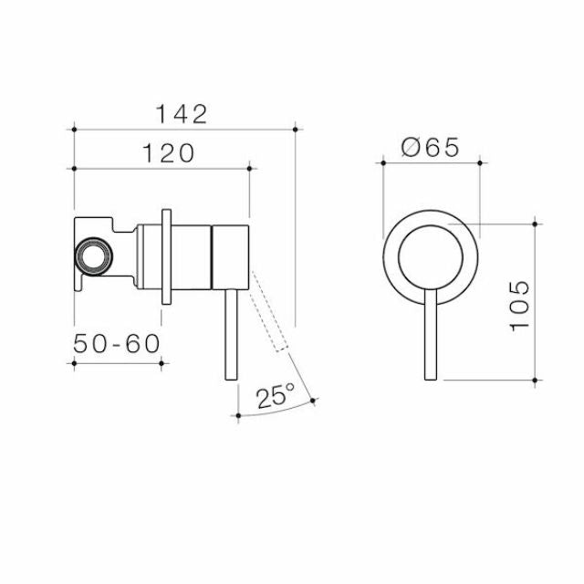 Caroma Liano II Bath/Shower Mixer - Round Cover Plate - Brushed Bronze