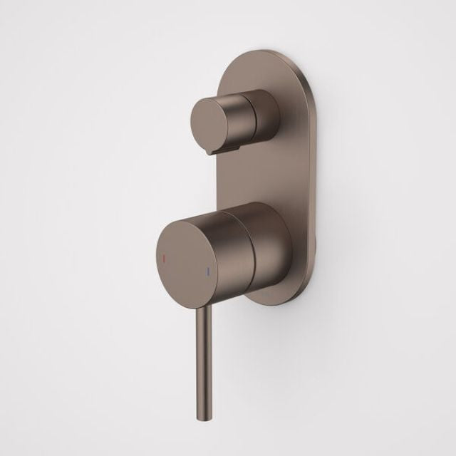 Caroma Liano II Bath/Shower Mixer With Diverter - Rounded Cover Plate - Brushed Bronze