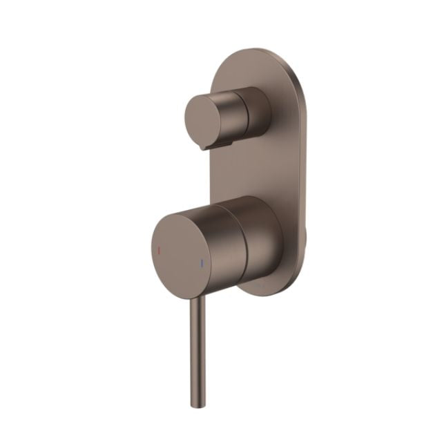 Caroma Liano II Bath/Shower Mixer With Diverter - Rounded Cover Plate - Brushed Bronze