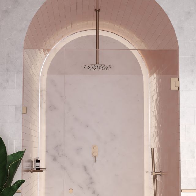 Caroma Liano II Bath/Shower Mixer With Diverter - Rounded Cover Plate - Brushed Bronze