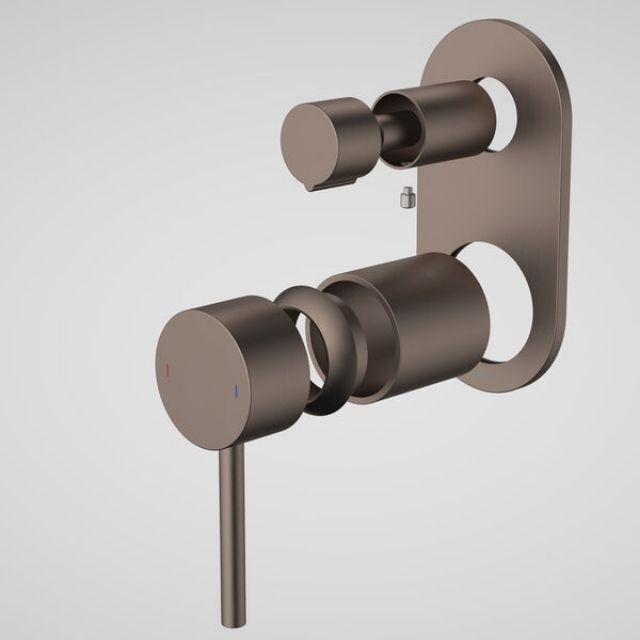 Caroma Liano II Bath/Shower Mixer With Diverter Trim Kit - Rounded Cover Plate - Brushed Bronze 96369BBZ - The Blue Space