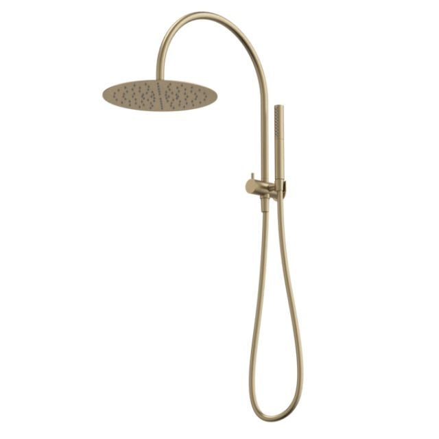 Caroma Liano II Compact Twin Shower with Overhead - Brushed Brass