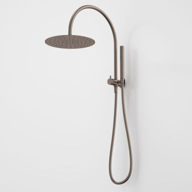 Caroma Liano II Compact Twin Shower with Overhead - Brushed Bronze