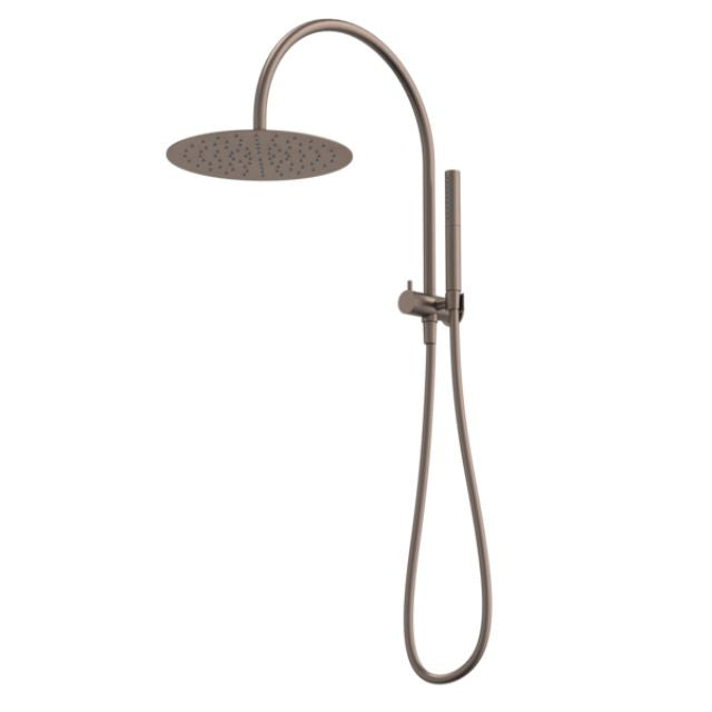 Caroma Liano II Compact Twin Shower with Overhead - Brushed Bronze