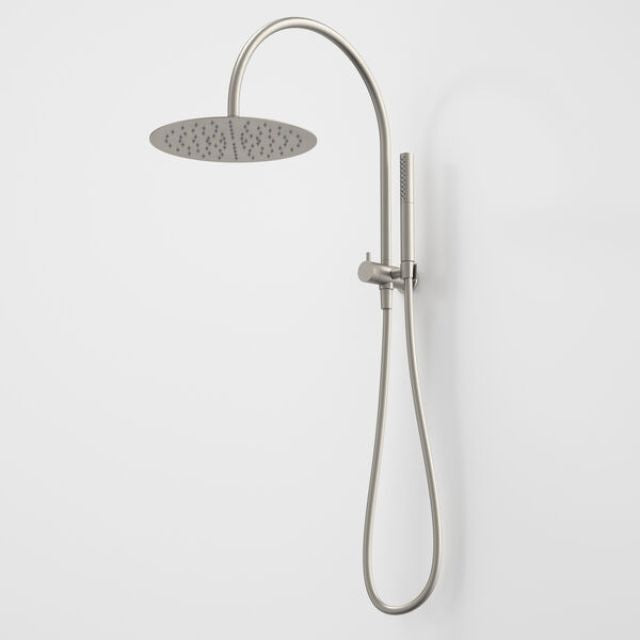 Caroma Liano II Compact Twin Shower with Overhead - Brushed Nickel