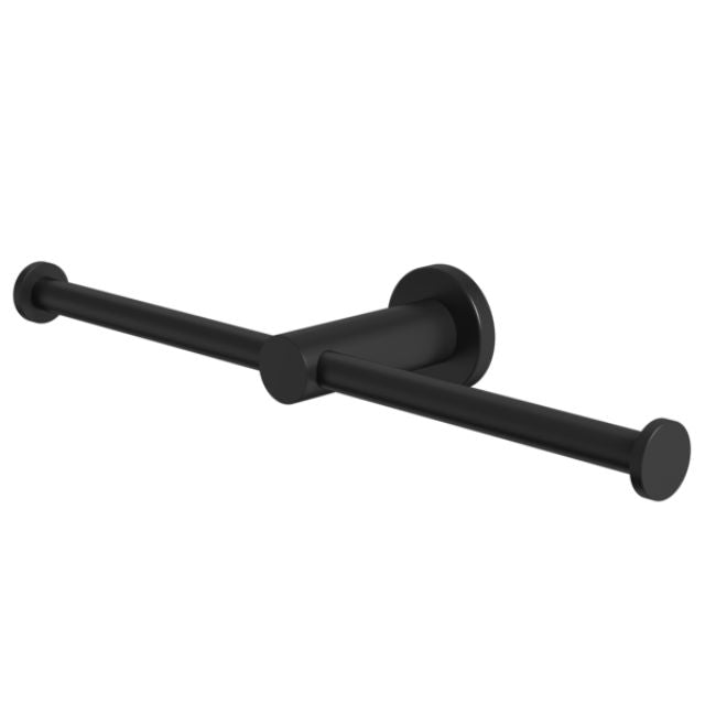 Angle Caroma Liano II Double Toilet Roll Holder - Matte Black 96442B - The Blue Space