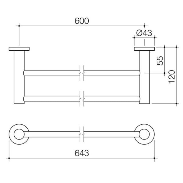 Caroma Liano II Double Towel Rail 640mm - Matte Black