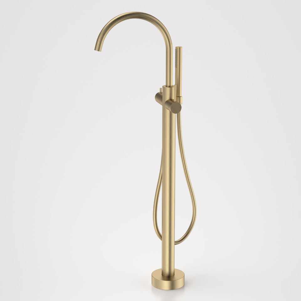 Caroma Liano II Freestanding Bath Filler with Hand Shower Brushed Brass - Full Kit
