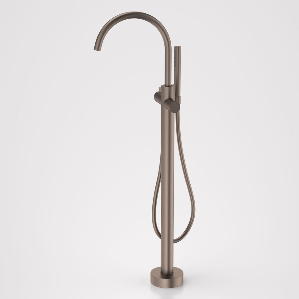 Caroma Liano II Freestanding Bath Filler with Hand Shower Brushed Bronze - Full Kit