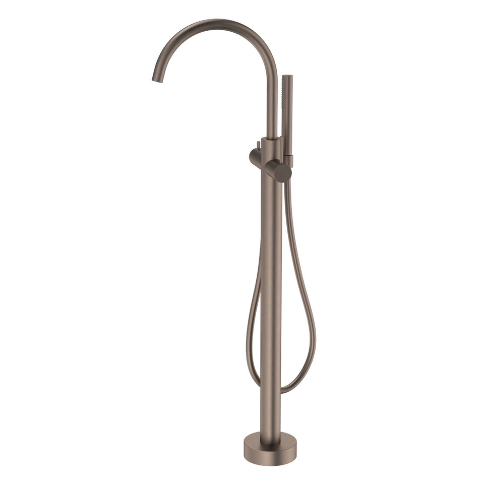 Caroma Liano II Freestanding Bath Filler with Hand Shower Brushed Bronze - Full Kit