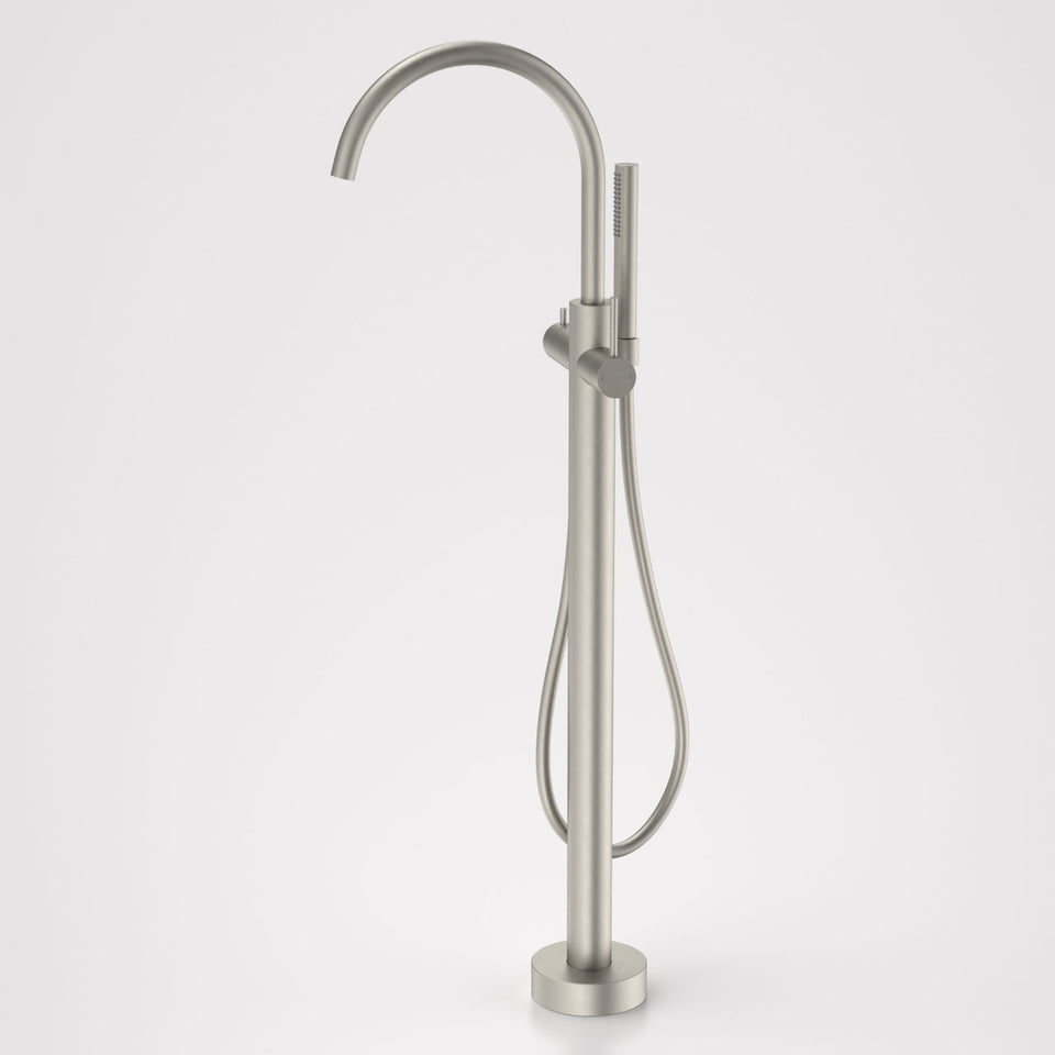 Caroma Liano II Freestanding Bath Filler with Hand Shower Brushed Nickel - Full Kit