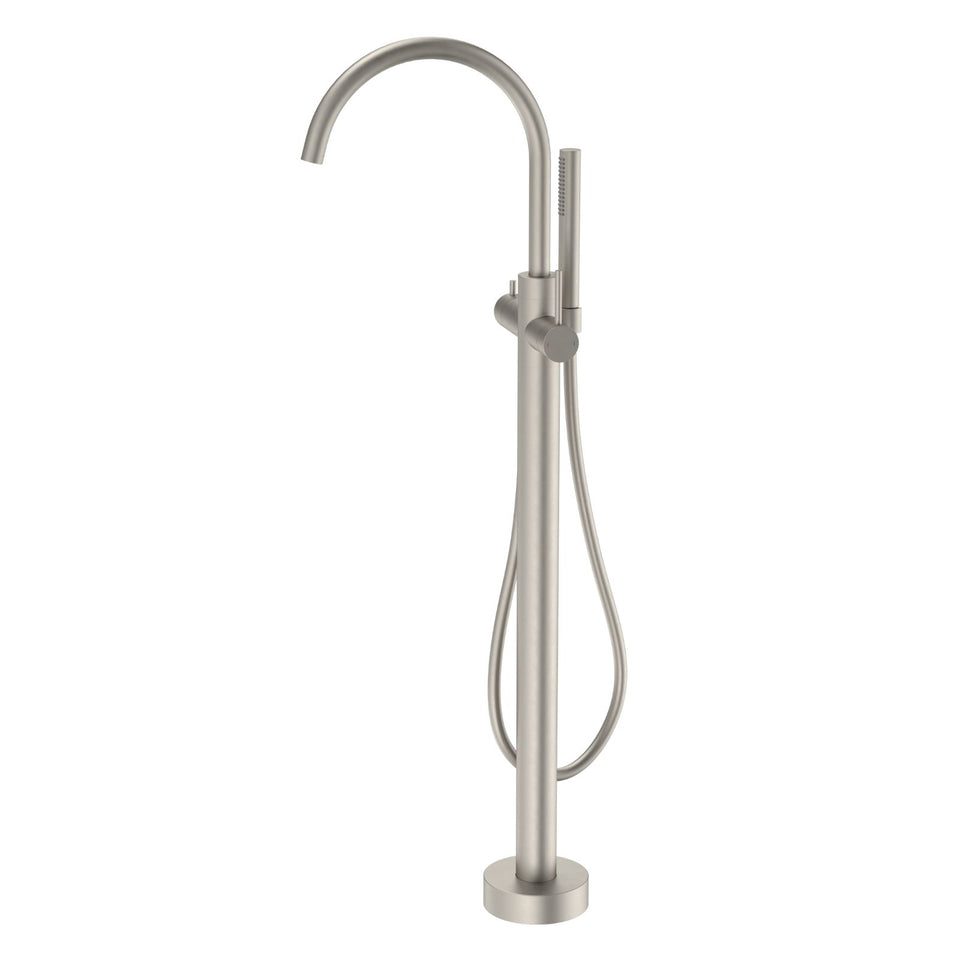 Caroma Liano II Freestanding Bath Filler with Hand Shower Brushed Nickel - Full Kit
