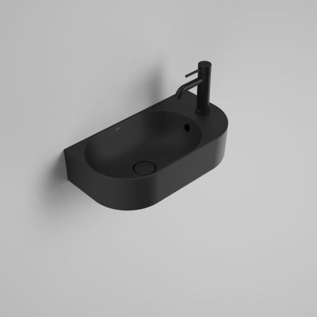 Caroma Liano II Hand Wall Basin (1 Tap Hole) - Matte Black (with Overflow) 853015MB - The Blue Space
