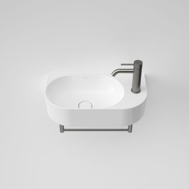 Front 1 Caroma Liano II Hand Wall Basin Integrated Towel Rail With Basin - Gunmetal 96457GM - The Blue Space