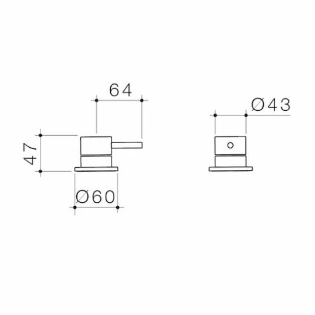 Technical Drawing Caroma Liano II Hob Mixer - Trim Kit - Brushed Brass 96402BB - The Blue Space