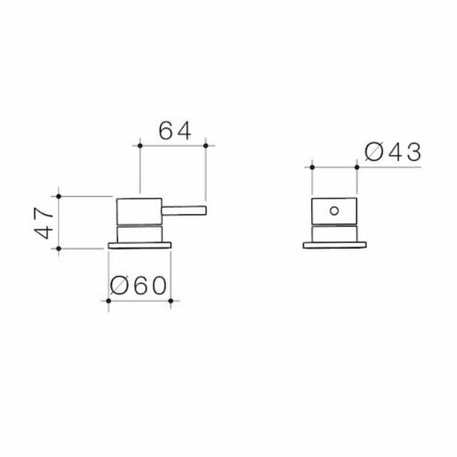 Technical Drawing Caroma Liano II Hob Mixer - Trim Kit - Brushed Bronze 96402BBZ - The Blue Space