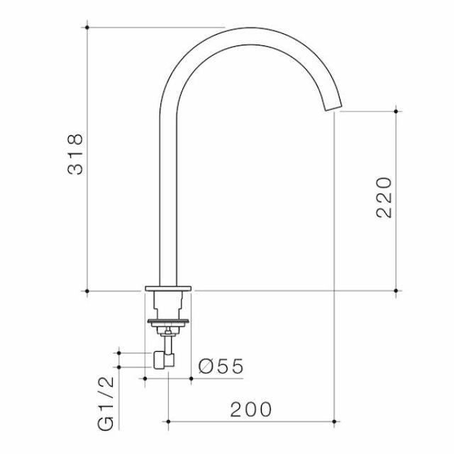 Caroma Liano II Hob Swivel Outlet 200mm - Brushed Brass