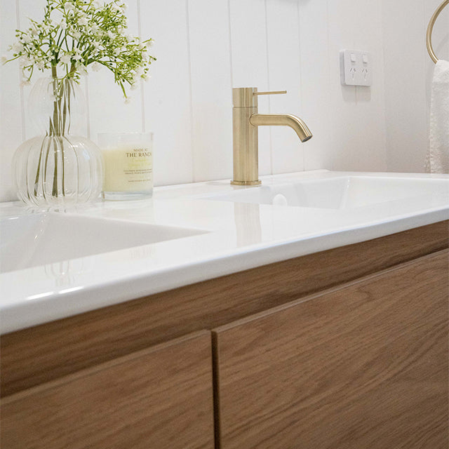 Caroma Liano II Lead Free Basin Mixer Brushed Brass