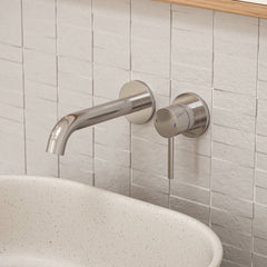 Caroma Liano II Low Lead Wall Basin/Bath Mixer Set Chrome