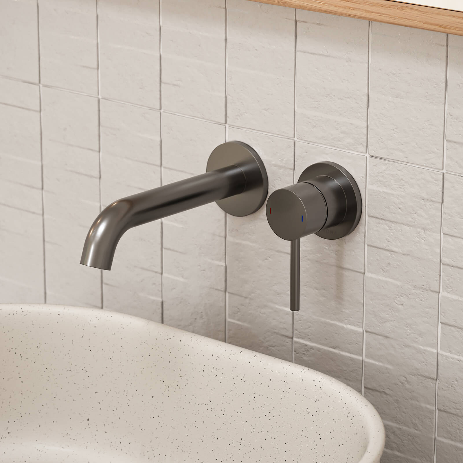 caroma liano ii lead free wall basin bath mixer set gunmetal  | The Blue Space