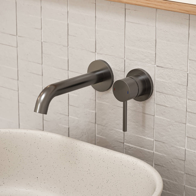 caroma liano ii lead free wall basin bath mixer set gunmetal  | The Blue Space