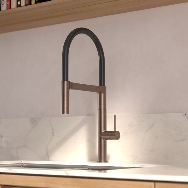 Caroma Liano II Pull Down Sink Mixer with Dual Spray - Brushed Bronze