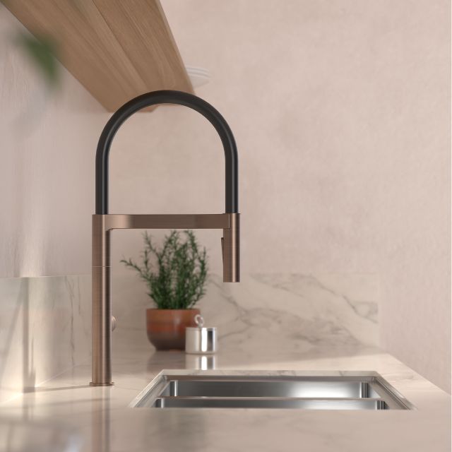 Caroma Liano II Pull Down Sink Mixer with Dual Spray - Brushed Bronze