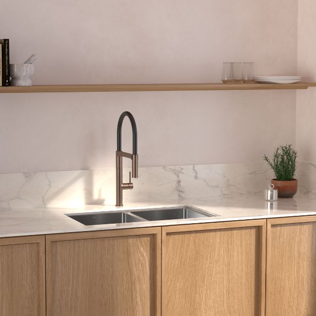 Caroma Liano II Pull Down Sink Mixer with Dual Spray - Brushed Bronze