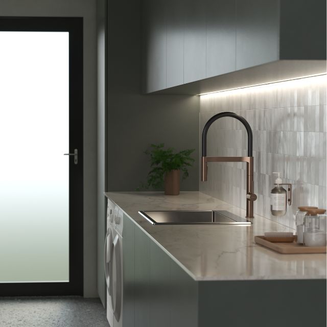 Caroma Liano II Pull Down Sink Mixer with Dual Spray - Brushed Bronze