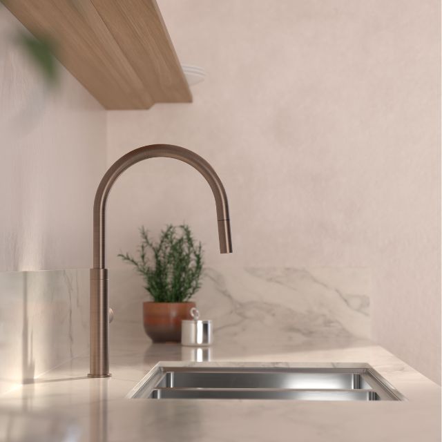 Caroma Liano II Pull Out Sink Mixer - Brushed Bronze