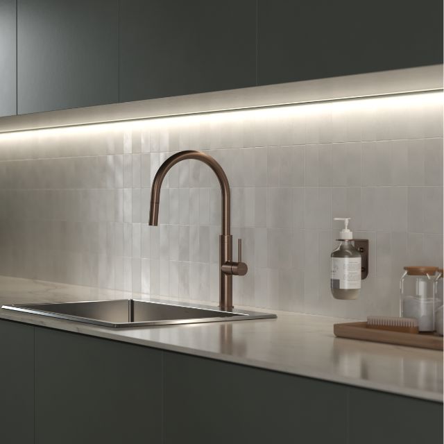 Lifestyle 6 Caroma Liano II Pull Out Sink Mixer - Brushed Bronze 96380BBZ56AF - The Blue Space