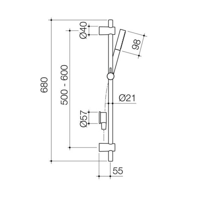 Caroma Liano II Rail Shower - Brushed Brass