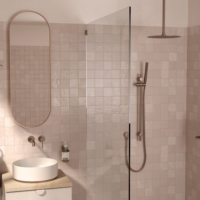 Lifestyle 2 Caroma Liano II Rail Shower - Brushed Bronze 96473BBZ3A - The Blue Space