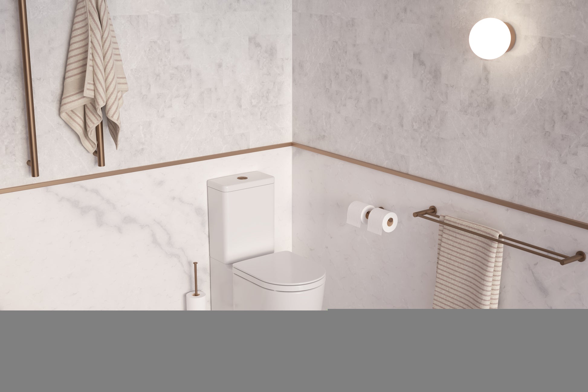 Lifestyle 2 Caroma Liano II Spare Toilet Roll Holder - Brushed Bronze 96452BBZ - The Blue Space