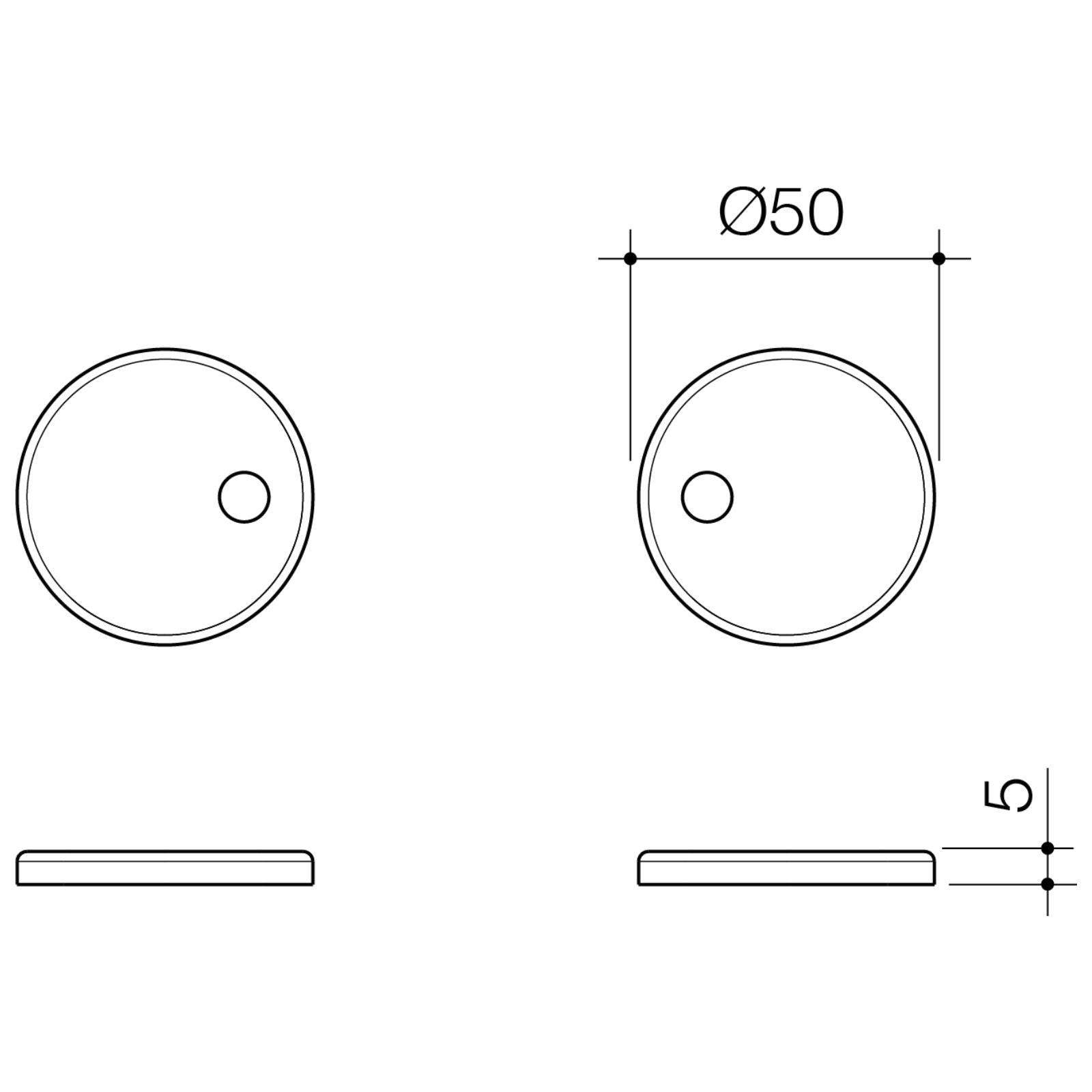 Technical Drawing Caroma Liano / Luna Toilet Seat Hinge Caps - Brushed Bronze 254214BBZ - The Blue Space