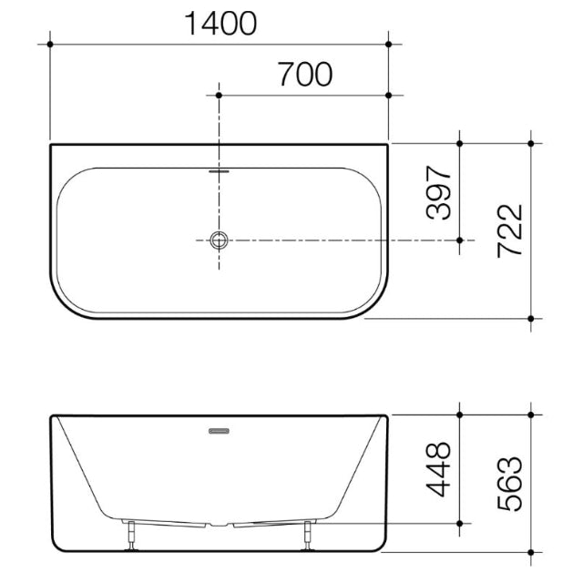 Caroma Luna Back To Wall Bath 1400mm