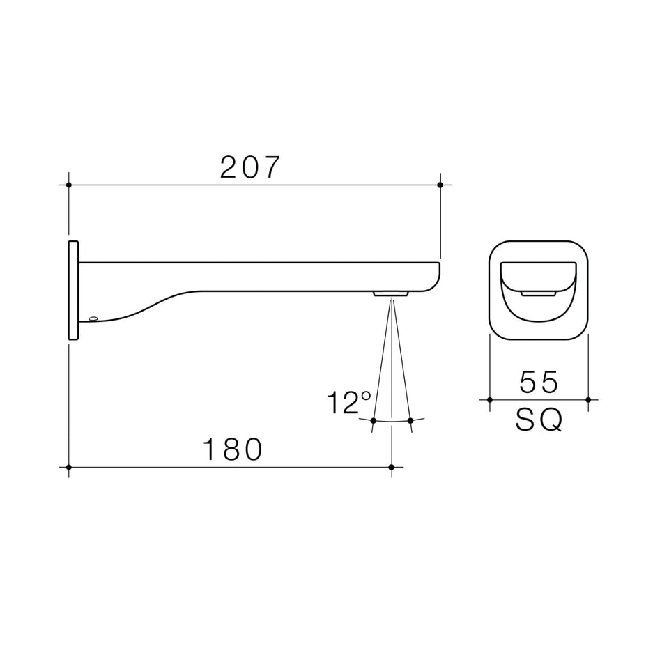 Caroma Luna II Wall Basin/Bath Outlet 180mm - Brushed Nickel