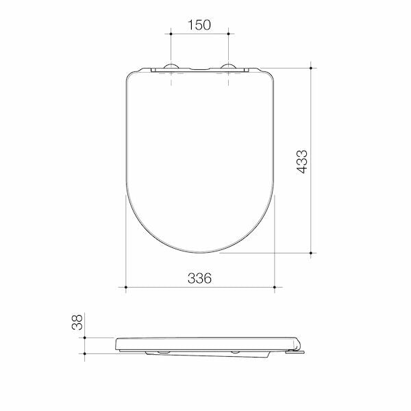 Technical Drawing Caroma Luna Slim Cleanflush Wall Faced Toilet Pan + Seat 844905W/SU - The Blue Space