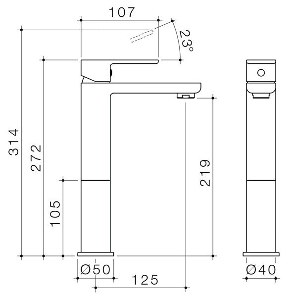 Caroma Luna Lead Free Tower Basin Mixer Chrome