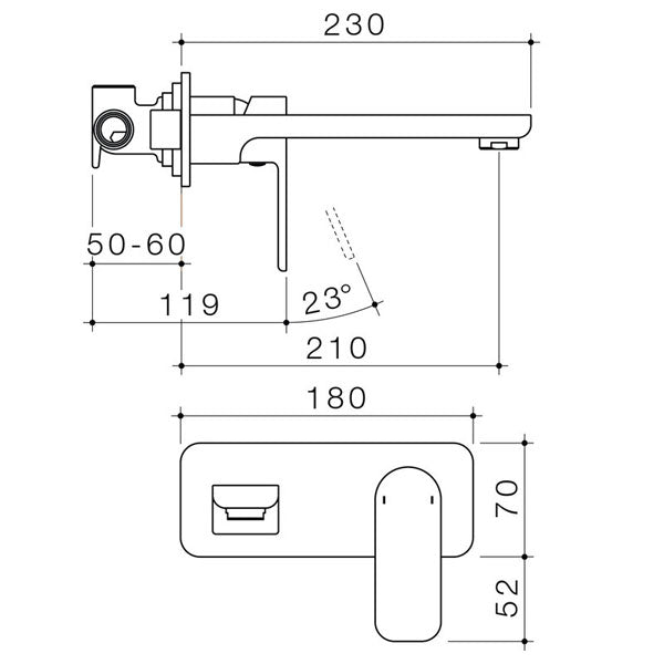 Caroma Luna Lead Free Wall Basin/Bath Mixer Chrome