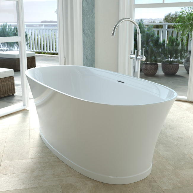 Main Caroma Riviere 1700mm Freestanding Bath With Overflow - Gloss White EN7FSWOF - The Blue Space