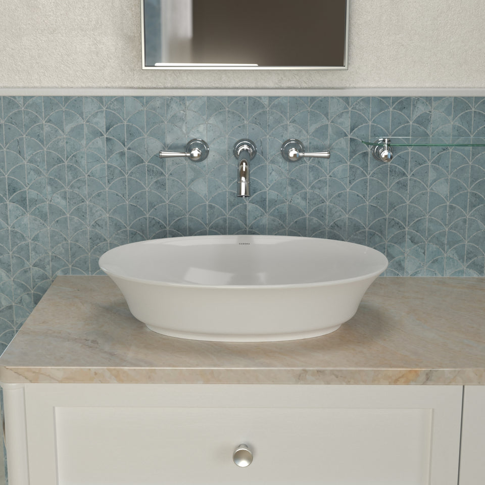 Caroma Riviere Above Counter Basin - No Tap Hole - Matte White