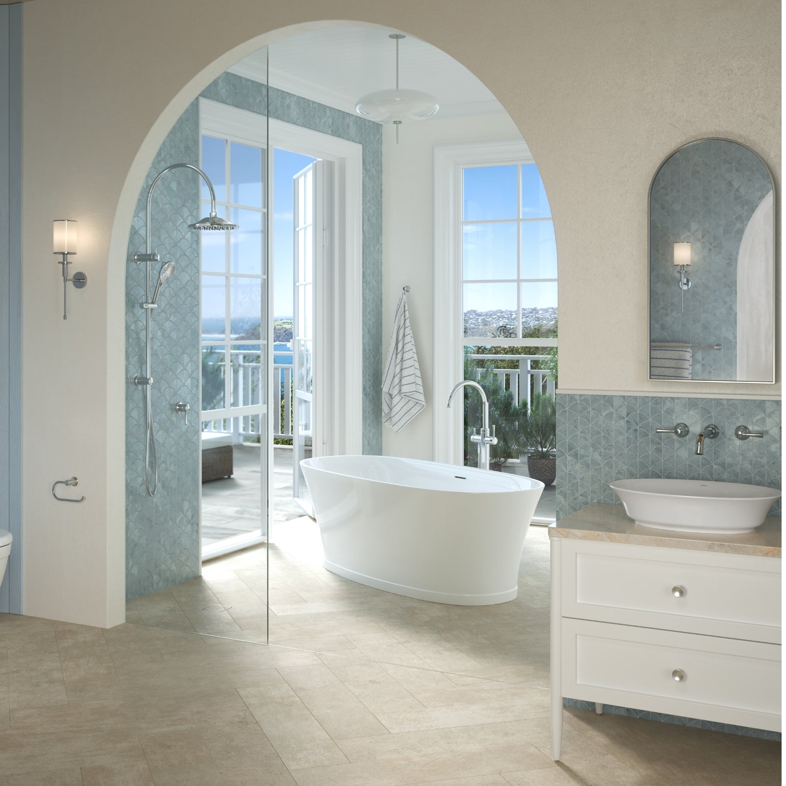 Lifestyle 1 Caroma Riviere Bath Shower Mixer Trim Kit - Chrome 520007C - The Blue Space