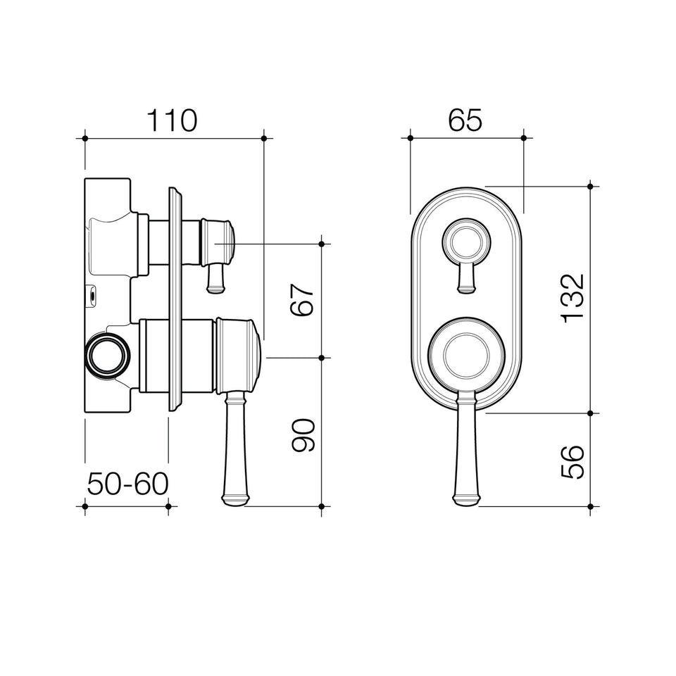 Caroma Riviere Bath/Shower Mixer with Diverter - Brushed Bronze