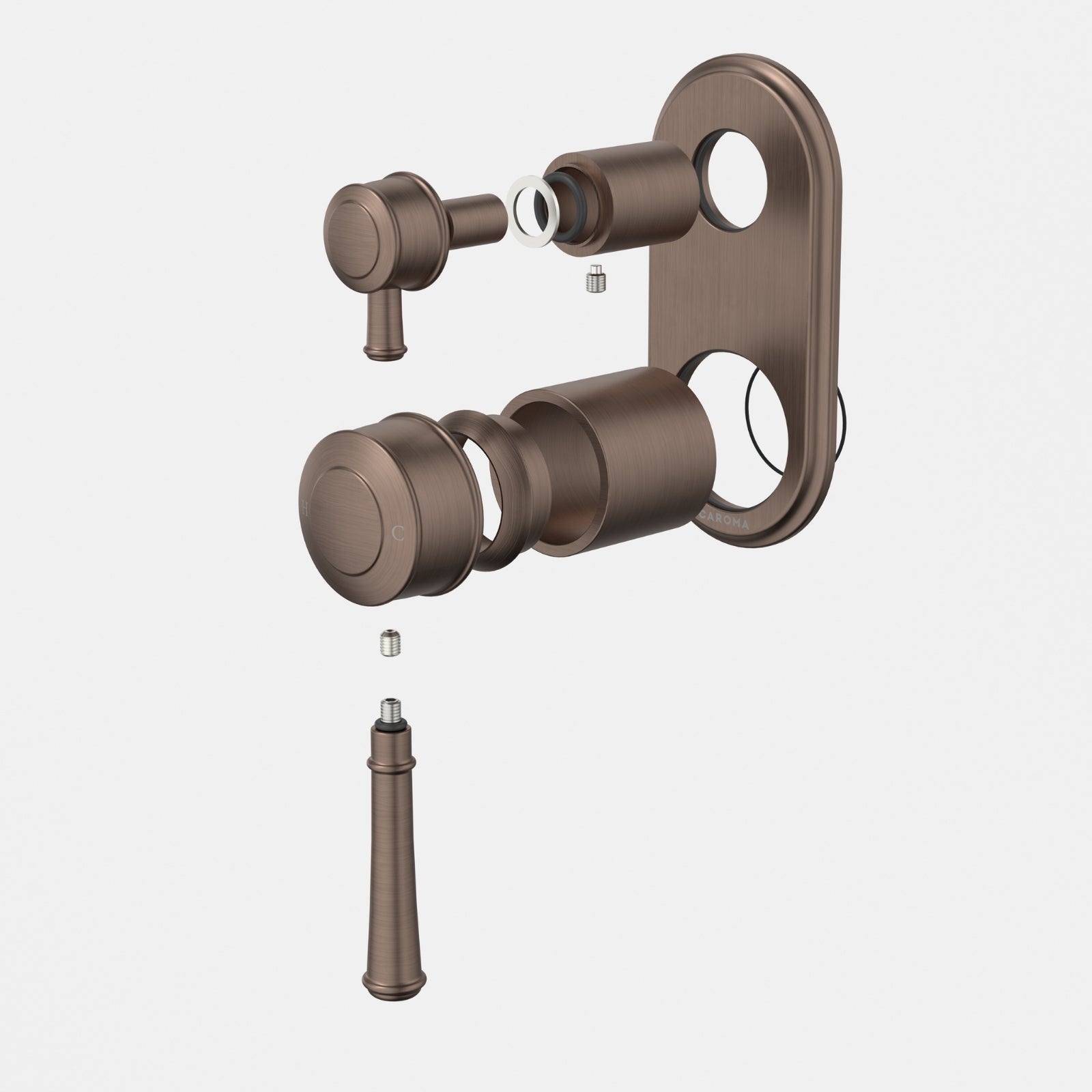 Caroma Riviere Bath Shower Mixer With Diverter Trim Kit - Brushed Bronze 520008BBZ - The Blue Space