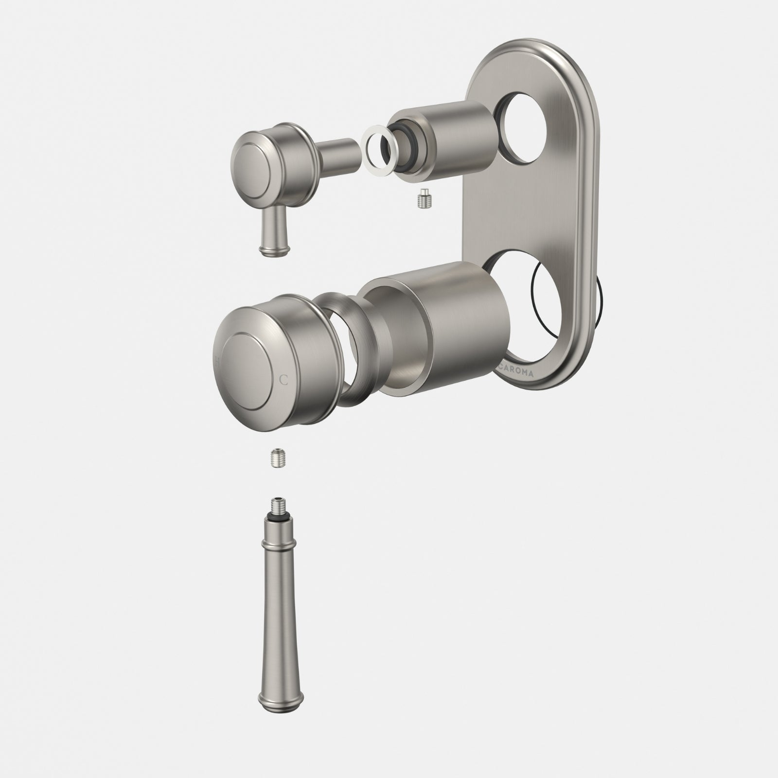 Caroma Riviere Bath Shower Mixer With Diverter Trim Kit - Brushed Nickel 520008BN - The Blue Space