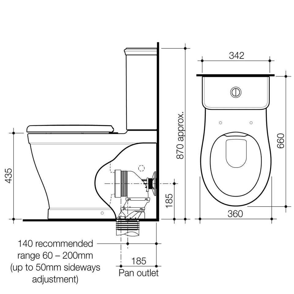 Caroma Riviere Cleanflush® Wall Faced Close Coupled Bottom Inlet Toilet Suite - White